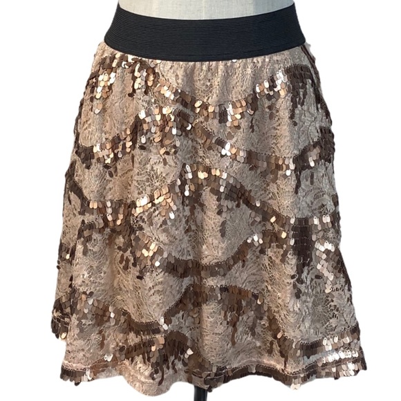 L8TER rose gold sequin skirt XL like new - Picture 3 of 6